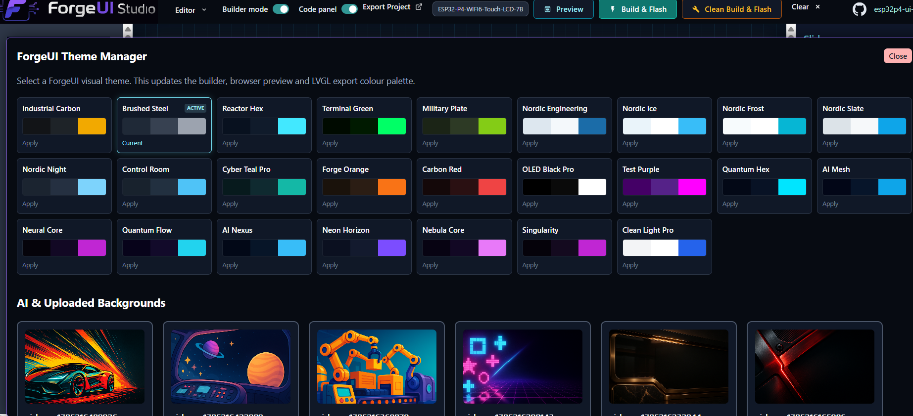 Theme Manager ForgeUI Starter interface preview